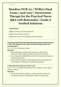 NUR 172 &sol; NUR172 Final Exam Hondros &vert; 2026&sol;2027 &vert; Intravenous Therapy for the Practical Nurse &vert; Q & A with Rationales &vert; Grade A &vert; Verified Solutions &vert; Guaranteed Pass