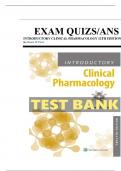 Introductory Clinical Pharmacology 12th Edition Test Bank by Susan Ford Chapters 1-54&vert; Latest Practice Exam 100&percnt; Veri&filig;ed Answers