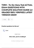 TXRH - To-Go Menu Test ACTUAL EXAM QUESTIONS WITH COMPLETE SOLUTION GUIDE &lpar;A&plus; GRADED 100&percnt; VERIFIED&rpar; LATEST VERSION 2025&excl;&excl;