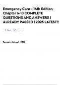 Emergency Care - 14th Edition&comma; Chapter 6-10 COMPLETE QUESTIONS AND ANSWERS &vert; ALREADY PASSED &vert; 2025 LATEST&excl;&excl;