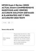 NP235 Exam 2 Review &lpar;2025&rpar; ACTUAL EXAM COMPREHENSIVE QUESTIONS AND VERIFIED ACCURATE SOLUTION &lpar;DETAILED & ELABORATED&rpar; &vert;GET IT 100&percnt; ACCURATE&excl;&excl; 2025 TEST&excl;&excl;
