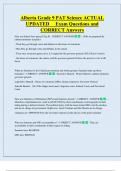 Alberta Grade 9 PAT Science ACTUAL  UPDATED     Exam Questions and  CORRECT Answers 