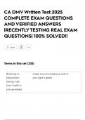CA DMV Written Test 2025 COMPLETE EXAM QUESTIONS AND VERIFIED ANSWERS &vert;RECENTLY TESTING REAL EXAM QUESTIONS&vert; 100&percnt; SOLVED&excl;&excl;