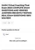 NASM Virtual Coaching FInal Exam 2025 COMPLETE EXAM QUESTIONS AND VERIFIED ANSWERS &vert;RECENTLY TESTING REAL EXAM QUESTIONS&vert; 100&percnt; SOLVED&excl;&excl;