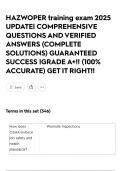 HAZWOPER training exam 2025 UPDATE&vert; COMPREHENSIVE QUESTIONS AND VERIFIED ANSWERS &lpar;COMPLETE SOLUTIONS&rpar; GUARANTEED SUCCESS &vert;GRADE A&plus;&excl;&excl; &lpar;100&percnt; ACCURATE&rpar; GET IT RIGHT&excl;&excl;