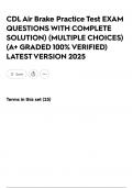 CDL Air Brake Practice Test EXAM QUESTIONS WITH COMPLETE SOLUTION&rpar; &lpar;MULTIPLE CHOICES&rpar; &lpar;A&plus; GRADED 100&percnt; VERIFIED&rpar; LATEST VERSION 2025