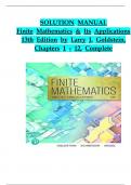 SOLUTION MANUAL Finite Mathematics & Its Applications 13th Edition by Larry J&period; Goldstein&comma; Chapters 1 - 12&comma; Complete