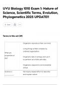 UVU Biology 1010 Exam 1&colon; Nature of Science&comma; Scientific Terms&comma; Evolution&comma; Phylogenetics 2025 UPDATE&excl;&excl;