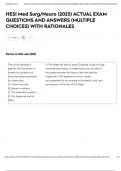 HESI Med Surg&sol;Neuro &lpar;2025&rpar; ACTUAL EXAM QUESTIONS AND ANSWERS &lpar;MULTIPLE CHOICES&rpar; WITH RATIONALES
