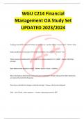 WGU C214 Financial Management OA Study Set UPDATED 2023&sol;2024