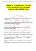 California property and casualty exam questions and answers graded A UPDATED 2025