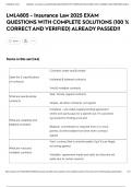 LML4805 - Insurance Law 2025 EXAM QUESTIONS WITH COMPLETE SOLUTIONS &lpar;100 &percnt; CORRECT AND VERIFIED&rpar; ALREADY PASSED&excl;&excl;