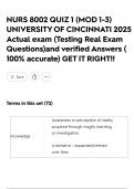NURS 8002 QUIZ 1 &lpar;MOD 1-3&rpar; UNIVERSITY OF CINCINNATI 2025 Actual exam &lpar;Testing Real Exam Questions&rpar;and verified Answers &lpar; 100&percnt; accurate&rpar; GET IT RIGHT&excl;&excl;