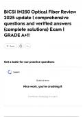 BICSI IN250 Optical Fiber Review 2025 update&vert;comprehensive questions and verified answers &lpar;complete solutions&rpar; Exam&vert;GRADE A&plus;&excl;&excl;