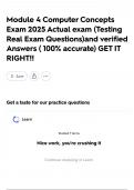 Module 4 Computer Concepts Exam 2025 Actual exam &lpar;Testing Real Exam Questions&rpar;and verified Answers &lpar; 100&percnt; accurate&rpar; GET IT RIGHT&excl;&excl;