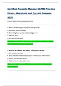 Certified Property Manager &lpar;CPM&rpar; Practice  Exam &ndash; Questions and Correct Answers  2025  Institute of Real Estate Management &lpar;IREM&rpar;
