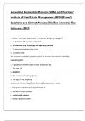 Accredited Residential Manager &lpar;ARM&rpar; Certification &sol;  Institute of Real Estate Management &lpar;IREM&rpar; Exam 1 Questions and Correct Answers &lpar;Verified Answers&rpar; Plus  Rationales 2025