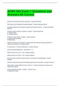 ACBS 445 Exam 1 Questions and Answers All Correct 