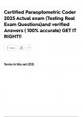 Certified Paraoptometric Coder 2025 Actual exam &lpar;Testing Real Exam Questions&rpar;and verified Answers &lpar; 100&percnt; accurate&rpar; GET IT RIGHT&excl;&excl;