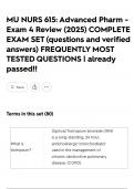 MU NURS 615&colon; Advanced Pharm - Exam 4 Review &lpar;2025&rpar; COMPLETE EXAM SET &lpar;questions and verified answers&rpar; FREQUENTLY MOST TESTED QUESTIONS &vert; already passed&excl;&excl;
