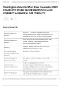 Washington state Certified Peer Counselor exam 2025 COMPLETE STUDY QUIDE &vert;QUESTION AND CORRECT ANSWERS &vert; GET IT RIGHT&excl;&excl;
