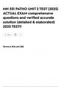 MN 551 PATHO UNIT 2 TEST &lpar;2025&rpar; ACTUAL EXAM comprehensive questions and verified accurate solution &lpar;detailed & elaborated&rpar; 2025 TEST&excl;&excl;
