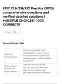 EPIC CLN 251&sol;252 Practice &lpar;2025&rpar; comprehensive questions and verified detailed solutions &lpar; MULTIPLE CHOICES&rpar; &vert;100&percnt; CORRECT&excl;&excl;