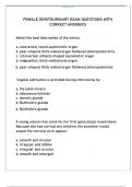 FEMALE GENITOURINARY EXAM QUESTIONS WITH  CORRECT ANSWERS 