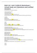 RAD 112  Unit 2 UGI&sol;LGI Worksheet &vert; Actual study set &vert; Questions and verified Answers