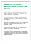 SAR Tech III study guide questions with precise detailed answers