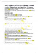 RAD 112 Procedures Final Exam &vert; Actual study &vert; Questions and verified Answers