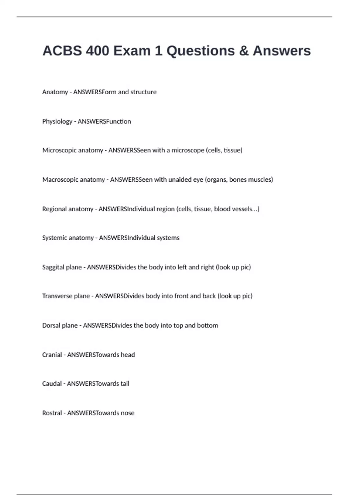 ACBS 400 Exam 1 Questions & Answers - ACBS 400 - Stuvia US