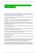 RIBO INSURANCE EXAM QUESTIONS AND ANSWERS &vert; GRADED A