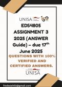 EDS4805 ASSIGNMENT 3 2025 &lpar;ANSWER Guide&rpar; &ndash; due 17th June 2025