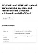 BIO 230 Exam 1 SFSU 2025 update &vert; comprehensive questions and verified answers &lpar;complete solutions&rpar; Exam &vert; GRADE A&plus;&excl;&excl;
