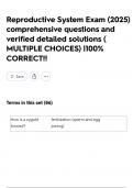 Reproductive System Exam &lpar;2025&rpar; comprehensive questions and verified detailed solutions &lpar; MULTIPLE CHOICES&rpar; &vert;100&percnt; CORRECT&excl;&excl;