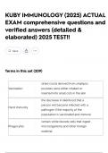 KUBY IMMUNOLOGY &lpar;2025&rpar; ACTUAL EXAM comprehensive questions and verified answers &lpar;detailed & elaborated&rpar; 2025 TEST&excl;&excl;