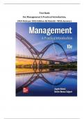 Test Bank for Management&colon; A Practical Introduction&comma; 2024 Release 10th Edition