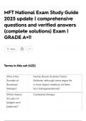 MFT National Exam Study Guide 2025 update &vert; comprehensive questions and verified answers &lpar;complete solutions&rpar; Exam &vert; GRADE A&plus;&excl;&excl;