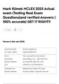 Mark Klimek NCLEX 2025 Actual exam &lpar;Testing Real Exam Questions&rpar;and verified Answers &lpar; 100&percnt; accurate&rpar; GET IT RIGHT&excl;&excl;