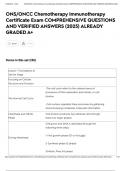 ONS&sol;ONCC Chemotherapy Immunotherapy Certificate Exam COMPREHENSIVE QUESTIONS AND VERIFIED ANSWERS &lpar;2025&rpar; ALREADY GRADED A&plus;