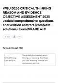 WGU D265 CRITICAL THINKING REASON AND EVIDENCE OBJECTIVE ASSESSMENT 2025 update&vert;comprehensive questions and verified answers &lpar;complete solutions&rpar; Exam&vert;GRADE A&plus;&excl;&excl;