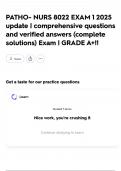 PATHO- NURS 8022 EXAM 1 2025 update &vert; comprehensive questions and verified answers &lpar;complete solutions&rpar; Exam &vert; GRADE A&plus;&excl;&excl;
