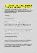 PTA Licensure Exam UPDATED ACTUAL  QUESTIONS AND CORRECT ANSWERS