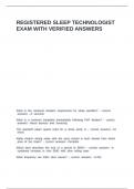 REGISTERED SLEEP TECHNOLOGIST EXAM WITH VERIFIED ANSWERS