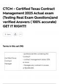 CTCM - Certified Texas Contract Management 2025 Actual exam &lpar;Testing Real Exam Questions&rpar;and verified Answers &lpar; 100&percnt; accurate&rpar; GET IT RIGHT&excl;&excl;