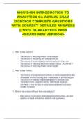 GU D491 INTRODUCTION TO  ANALYTICS OA ACTUAL EXAM  2025&sol;2026 COMPLETE QUESTIONS  WITH CORRECT DETAILED ANSWERS  &vert;&vert; 100&percnt; GUARANTEED PASS  <BRAND NEW VERSION> 