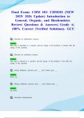 Final Exam&colon; CHM 101&sol; CHM101 &lpar;NEW 2025&sol; 2026 Update&rpar; Introduction to General&comma; Organic&comma; and Biochemistry Review&vert; Questions & Answers&vert; Grade A&vert; 100&percnt; Correct &lpar;Verified Solutions&rpar;- GCU