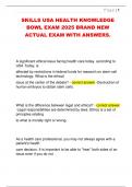 SKILLS USA HEALTH KNOWLEDGE  BOWL EXAM 2025 BRAND NEW  ACTUAL EXAM WITH ANSWERS&period;