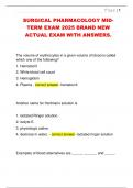 SURGICAL PHARMACOLOGY MID TERM EXAM 2025 BRAND NEW  ACTUAL EXAM WITH ANSWERS&period;